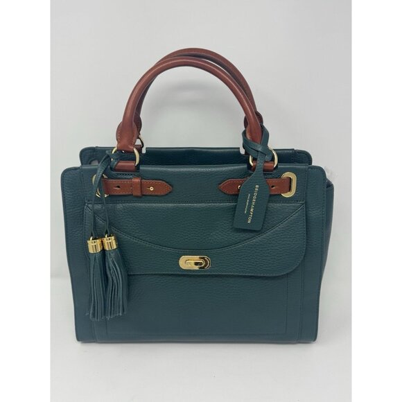 Isaac Mizrahi Emerald Green 100% Leather Handbag & Crossbody Bag - Picture 2 of 16